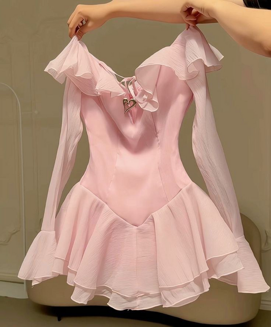 Lovely Pink Halter Neck Chiffon A-Line Short Party Dresses Birthday Outfits, DP5454