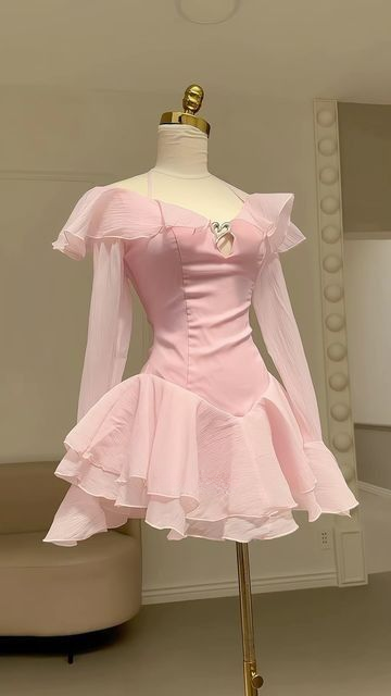 Lovely Pink Halter Neck Chiffon A-Line Short Party Dresses Birthday Outfits, DP5454