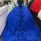 Royal Blue Appliques Tulle Quncenera Dress Sweet 16 Ball Gown, DP3351