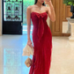 Charming Red Strapless Sheath Long Party Dress Birthday Outfits DP3869