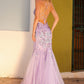 Enchanting Lavender Beaded Mermaid Evening Gown with Floral Embroidery DP8024