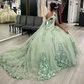 Sage Green Sweet 16 Quinceanera Dress Ball Gown Birthday Party Dress, DP3632