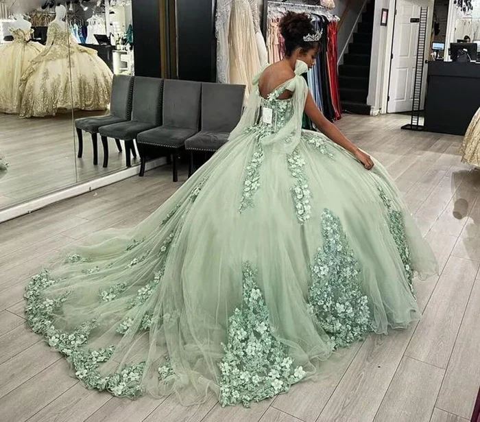 Sage Green Sweet 16 Quinceanera Dress Ball Gown Birthday Party Dress, DP3632