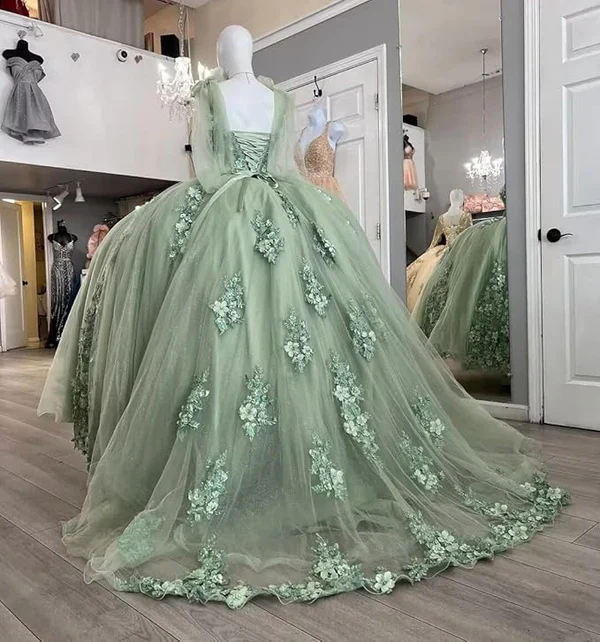 Sage Green Sweet 16 Quinceanera Dress Ball Gown Birthday Party Dress, DP3632