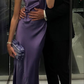 Dark Purple One Shoulder Elegant Party Dress Wedding Guest Dress, DP3558