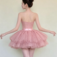 Elegant Pink Strapless Glitter Tulle Tiered A-Line Homecoming Dress DP8843