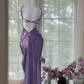 Gorgeous Purple Shiny Beaded Butterflies Pattern Spaghetti Strap Sheath High Slit Prom Dress Evening Dress DP6365