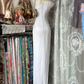 Vintage White One-Shoulder Sheath Evening Gown Pink Floral Embroidery Prom Dress DP8336