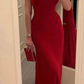 Sexy Red Strapless Mermaid Long Party Dress Birthday Outfits, DP3737