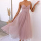 Vintage Tulle Sweetheart Spaghetti Straps Midi Evening Gown DP8143