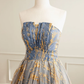 Vintage Sequin Beaded Strapless Ruffled Hem Design A-line Tulle Party Dress Homecoming Dress DP6073