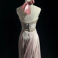 Elegant Pink Halter Neck Sweetheart Evening Gown A-Line Beaded Lace Prom Dress DP7965