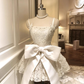 Vintage White Lace Bowknot Design Spaghetti Strap A-Line Homecoming Dress Party Dress Cocktail Dress DP6702