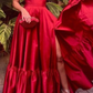 Elegant Red Strapless A-Line Satin Long Formal Party Dress, DP3738