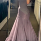 Dusty Purple V Neck Tulle Sheath Long Party Gown Formal Evening Dress, DP3694