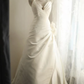 Vintage Cream Satin Halter-Neck Ruched Bodice 3D Flower Wedding Dress DP7642