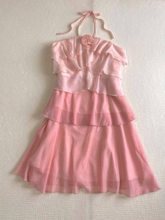 Lovely Pink Halter Mini Homecoming Dress Fashion Summer Dress, DP3075