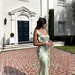 Sage Green Straps Mermaid Long Party Dress Wedding Guest Dress, DP3695