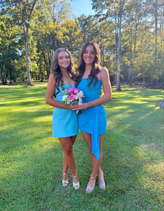 Blue Strapless Short Party Dress Homecoming Dress, DP2742