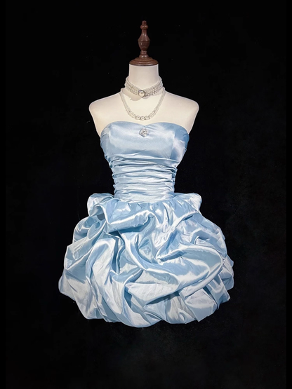 Vintage Sweetheart A-Line Homecoming Dress Ruffle Strapless Party Dress Short Cocktail Dress, DP6557
