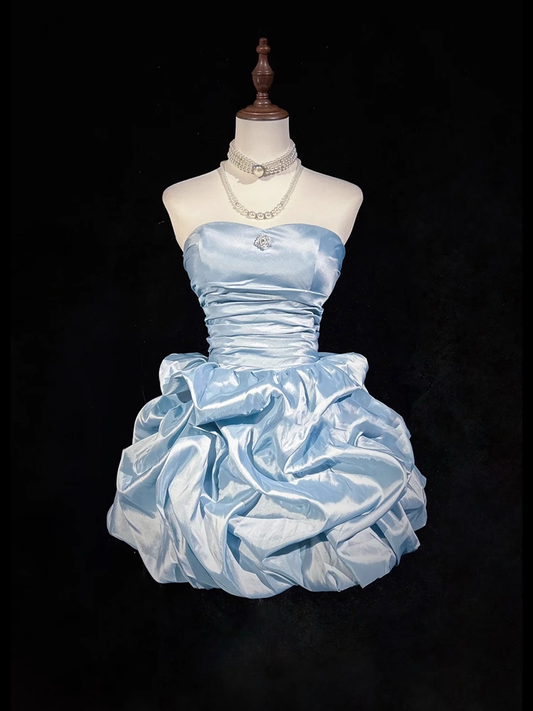 Vintage Sweetheart A-Line Homecoming Dress Ruffle Strapless Party Dress Short Cocktail Dress, DP6557