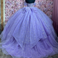 Lilac Off Shoulder Sequins Tulle Quncenera Dress Sweet 16 Birthday Ball Gown, DP3355