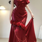 Red Rose One Shoulder Mermaid Long Party Dress Birthday Dress, DP3076