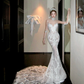 Elegantes glitzerndes Perlen-Pailletten-Applikation-Herzausschnitt-Meerjungfrau-Brautkleid-Abschlussballkleid-Abendkleid DP6252