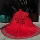 Gorgeous Red Straps Beading Quncenera Dress Sweet 16 Birthday Ball Gown, DP3356