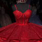 Gorgeous Red Straps Beading Quncenera Dress Sweet 16 Birthday Ball Gown, DP3356