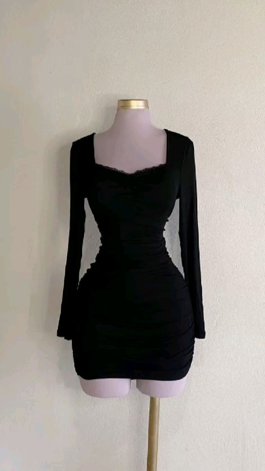 Black Long Sleeves Sheath Short Party Dress Cocktail Dress, DP3564