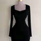 Black Long Sleeves Sheath Short Party Dress Cocktail Dress, DP3564