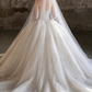 Romantic Sweetheart Strapless Beaded Detachable Long Mesh Sleeves Chapel Train A-Line Wedding Dress DP8628