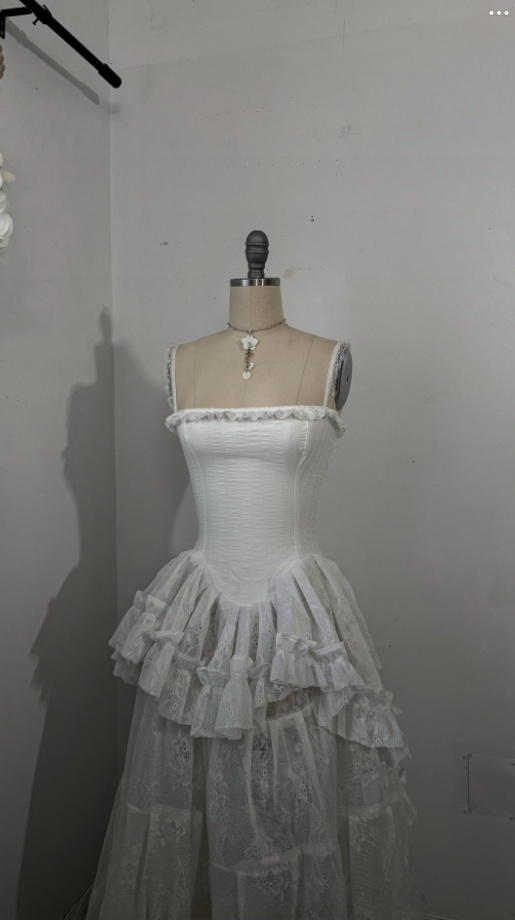 Elegant Ivory  Straps A-Line Lace Long Formal Party Dress Vintage Wedding Dress, DP5190