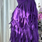 Elegant Purple Sweetheart Strapless Romantic A-Line Chiffon Tiered Evening Dress Prom Dresses DP6143