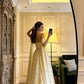 Elegant Off-the-Shoulder Yellow Tulle Prom Gown Beaded Floral Evening Dress DP8062
