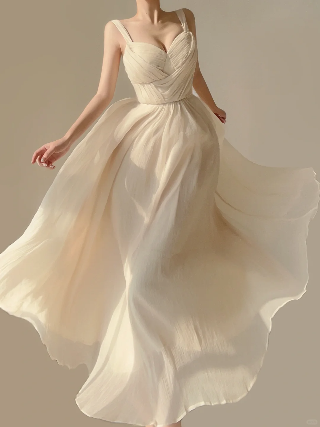 Elegant Ivory Straps A-Line Chiffon Backless Long Party Dress Birthday Outfits, DP5389