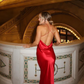 Sexy Red Halter Backless Mermaid Long Party Dress Evening Gown, DP3565