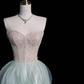Light Green Strapless A-Line Ruffles Long Evening Party Dress Birthday Outfits, DP5351