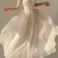 Elegant Ivory Straps A-Line Chiffon Backless Long Party Dress Birthday Outfits, DP5389