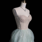 Light Green Strapless A-Line Ruffles Long Evening Party Dress Birthday Outfits, DP5351