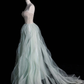 Light Green Strapless A-Line Ruffles Long Evening Party Dress Birthday Outfits, DP5351