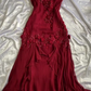 Wine Red Straps V Neck Beading Appliques Vintage Long Prom Dress, DP3078