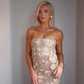 Simple 3D Floral Strapless Design A-line Tulle Women Dress, DP5892