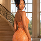 Elegant Orange Sequin Spaghetti Strap Bodycon Mini Homecoming Dress DP8701