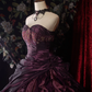 Glamorous Dark Purple Satin Ruffled Sweetheart Beaded Sweet 16 Quinceanera Ball Gown DP7306