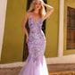 Enchanting Lavender Beaded Mermaid Evening Gown with Floral Embroidery DP8024