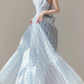 Light Blue Halter Neck A-Line Wedding Guest Dress Pretty Party Dress, DP5390