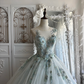 Elegant Light Blue Beaded Lace Sheer Neck Ball Gown DP8294