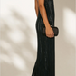 Vintage Black Sleeveless Pleated Spaghetti Strap Evening Gown Sheath Shiny Maxi Prom Dress DP7819